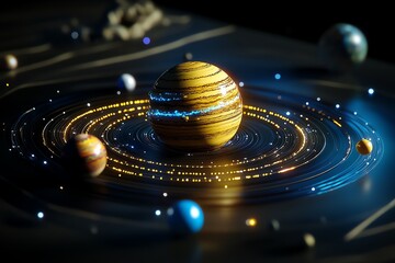 Aufkleber - 3D-rendered educational model of the solar system, where students can interact and rotate planets in a digital learning environment