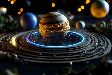 Aufkleber - 3D-rendered educational model of the solar system, where students can interact and rotate planets in a digital learning environment