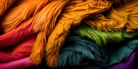 Poster - A pile of colorful blankets with a rainbow of colors