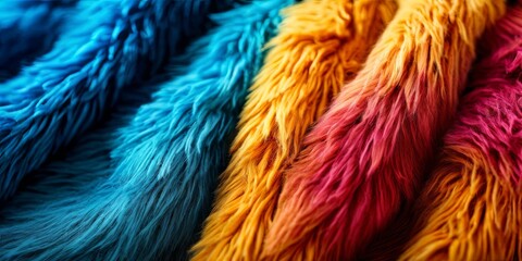 Poster - A colorful fur with blue, yellow and red stripes