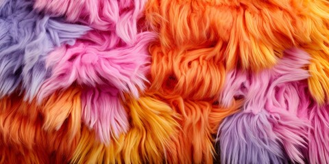 Wall Mural - A colorful pile of fur with pink, orange, and yellow strands