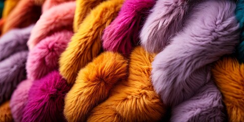 Wall Mural - A pile of fuzzy, colorful, and soft fur