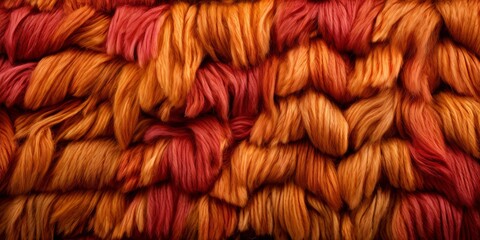 Poster - A close up of a pile of orange and red yarn