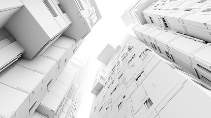 Poster - White architectural minimalism background or screensaver. Future urbanistic theme. Top view. AI generative.