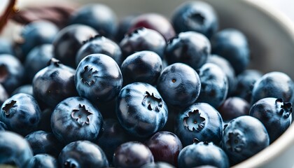 Vibrant closeup of blueberries among forest backdrop, highlighting their antioxidant-rich, low-sugar superfood essence with a dynamic, selective focus.