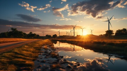 Wall Mural - solar cell in solar farm, alternative energy and sustainable energy, photovoltaic, pure energy renew