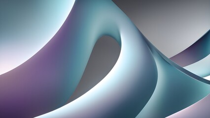 Abstract 3D design with blue and purple wavy shapes.