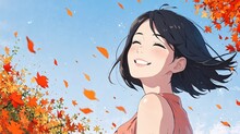 Anime Girl In Autumn Free Stock Photo - Public Domain Pictures