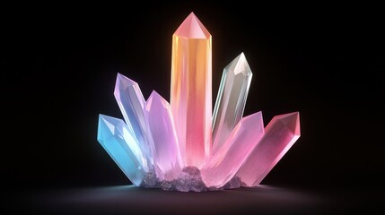Wall Mural - a cluster of colorful crystals on a dark background