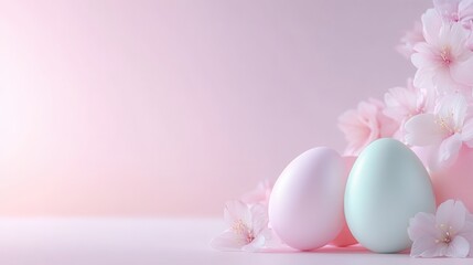 Pink and green eggs on a pink background