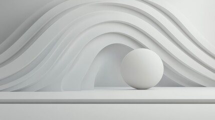 Wall Mural - A white egg is placed on a white background