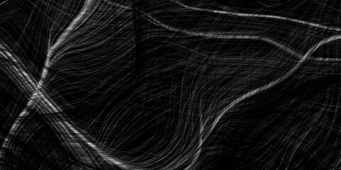 Poster - Abstract Waves of vibrant grey color against a black background. Black texture of brush panorama of clean. stainless steel soft lines luxury floor high quality,iron plate. natural texture, waves, curl
