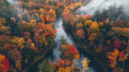 Poster - Aerial View of Autumn Forest