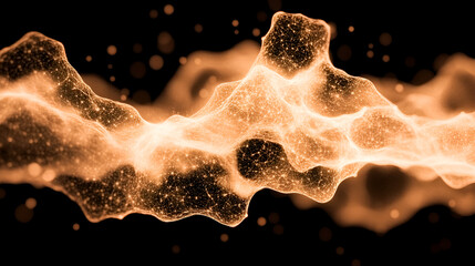 Aufkleber - Abstract representation of glowing particles flowing in a dynamic wave against a dark background