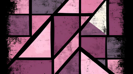 Aufkleber - Abstract geometric pattern featuring shades of purple and pink with contrasting dark outlines against a solid background