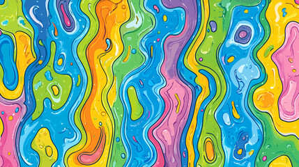 Poster - Colorful abstract design showcasing flowing patterns in vibrant hues reminiscent of waves and movement against a bright background