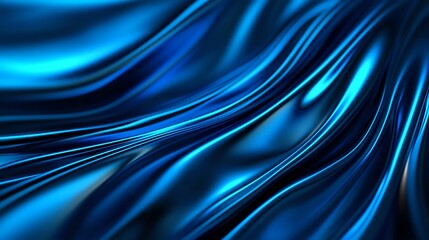Poster - Abstract flowing blue silk creating fluid, wavy patterns. Ideal background for artistic, creative, and modern design projects.