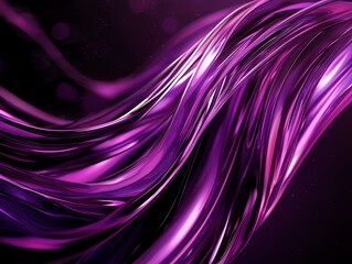 Poster - Abstract purple metallic waves with fluid motion creating a futuristic and dynamic visual effect perfect for backgrounds and graphics.