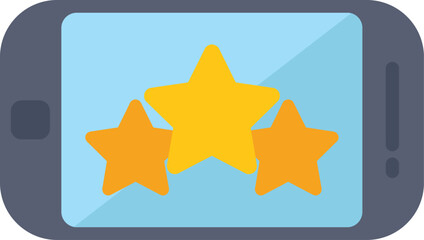 Poster - Mobile phone with three golden stars on screen representing a positive customer review rating