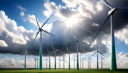 Wall Mural - Dynamic Time-Lapse of Wind Turbines Against Moving Clouds with Alpha Channel