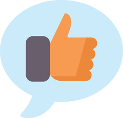 Poster - Cartoon hand giving a thumbs up inside a speech bubble, symbolizing positive feedback and approval