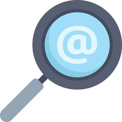 Poster - magnifying glass is searching for an email address, concept of email marketing
