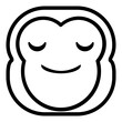 © Simple Glyphs - Relieve Smile Monkey Emoji. Simple Ape Smiley Icon.