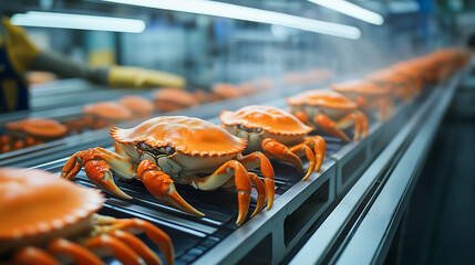 Factory for the production of food from fresh crab, Automated production line of crab in the food factory