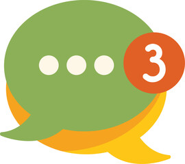 Poster - green chat bubble is showing three new messages received notification with a red circle