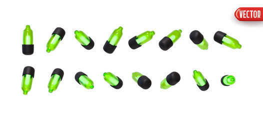 Wall Mural - set of decorative garland green lights. realistic christmas festive 3d element. new year decorations