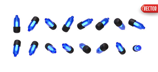Wall Mural - set of decorative garland blue lights. realistic christmas festive 3d element. new year decorations 