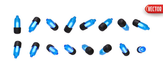 Wall Mural - set of decorative garland soft blue lights. realistic christmas festive 3d element. new year decorat