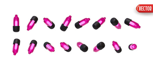 Wall Mural - set of decorative garland pink lights. realistic christmas festive 3d element. new year decorations 
