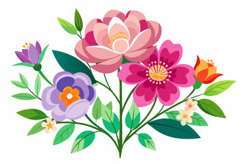 Sticker - Watercolor Bouquet of flowers, isolated, white background