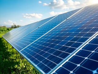 Poster - Solar panels efficiently capturing sunlight in an outdoor setting, highlighting the technology and sustainability of renewable energy.