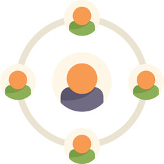 Poster - Illustration depicting people connecting with each other in a circular network, symbolizing teamwork, collaboration, and social connections