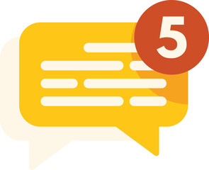 Poster - yellow speech bubble showing five new messages notification, perfect for topics like communication, 