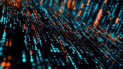 Background of binary code symbols showing programming codes. Generative AI