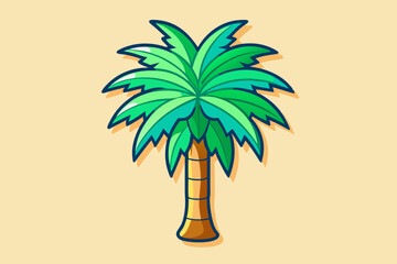 Wall Mural - Cute vector drawing palm tropical tree vector