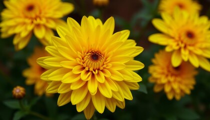 Wall Mural -  Bright and cheerful yellow flowers in bloom