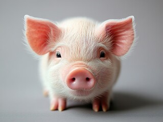 Sticker - Adorable Pink Piglet Portrait - Close Up of a Cute Baby Pig