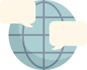 Poster - this vector illustration shows a globe with speech bubbles, representing global communication and in