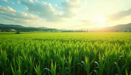 Sticker -  Vibrant field at sunrise serene countryside