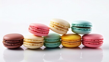 Wall Mural -  colorful macarons and white background 