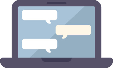 Poster - Open laptop computer displaying instant messages on screen, illustrating online communication and messaging concept