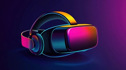 Poster - Colorful VR Headset in a Futuristic Setting