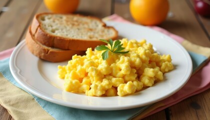 Poster -  A hearty breakfast of macaroni and cheese with a side of toast