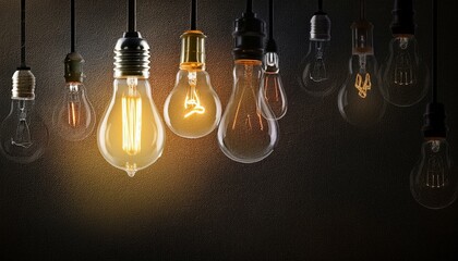 Light bulbs over dark texture