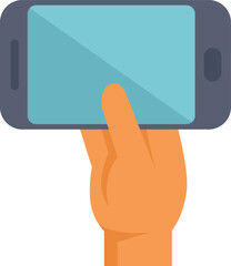 Poster - hand is holding a horizontal smartphone with a blank screen, perfect for showcasing your mobile app 