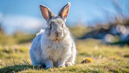 white rabbit on a meadow